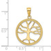14K Yellow Gold 3-D Large Tree Of Life In Round Frame Charm Pendant - (A92-734)