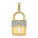 14K Yellow Gold with White Rhodium Lock Charm Pendant - (A93-798)