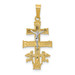 14K Two-tone Gold Cara Vaca Crucifix Pendant - (B11-413)