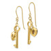 14K Yellow Gold Puff Heart Lock and Key Earrings - (B42-413)