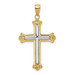 14K Two-tone Gold White Cross In Budded Yellow Cross Frame Pendant - (A83-855) 14K Two-tone Gold White Cross In Budded Yellow Cross Frame Pendant - (A83-855)