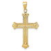 14K Two-tone Gold White Cross In Budded Yellow Cross Frame Pendant - (A83-855) 14K Two-tone Gold White Cross In Budded Yellow Cross Frame Pendant - (A83-855)