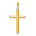 14K Yellow Gold Two-tone 3-D Hollow Cross Pendant 45mm length - (A85-143) 14K Yellow Gold Two-tone 3-D Hollow Cross Pendant 45mm length - (A85-143)
