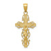 14K Yellow Gold Polished Crucifix with Lace Trim Pendant - (A85-960)