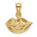 14K Yellow Gold 2-D & Polished Lips Charm Pendant - (A92-225)