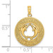 14K Yellow Gold MIAMI Beach Round Frame With Dolphins Charm Pendant - (A92-472)