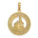 14K Yellow Gold Block Island, RI Round Frame With Lighthouse Charm Pendant - (A92-714)