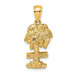 14K Yellow Gold 2-D Curacao On Palm Tree Charm Pendant - (A92-744) 14K Yellow Gold 2-D Curacao On Palm Tree Charm Pendant - (A92-744)