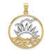 14k Yellow Gold and White Rhodium Sunset with water In Round Frame Charm Pendant - (A93-765) 14k Yellow Gold and White Rhodium Sunset with water In Round Frame Charm Pendant - (A93-765)