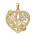 14K Two-tone Yellow & Rose Gold With #1 MOM Heart With Flower Charm Pendant - (A93-811)