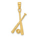 14K Yellow Gold Polished Open-Backed Bats & Ball Baseball Pendant - (A83-322)