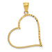 14K Yellow Gold Solid Satin Diamond-cut Large Reversible Heart Pendant - (A83-982)
