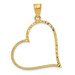 14K Yellow Gold Solid Satin Diamond-cut Large Reversible Heart Pendant - (A83-982)