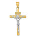 14K Two-tone Gold INRI Crucifix Pendant 44mm length - (A84-511)