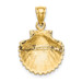 14K Yellow Gold Scallop Shell Pendant 15mm width - (A85-385)