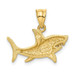14k Yellow Gold Satin & Diamond-cut Shark Pendant - (A87-327)