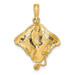 14K Yellow Gold 2-D Stingray Charm Pendant - (A91-738)