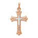 14K Two-tone Gold Textured, Brushed & Polished Budded Cross Pendant - (B11-205) 14K Two-tone Gold Textured, Brushed & Polished Budded Cross Pendant - (B11-205)