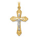 14K Two-Tone Gold Hollow Polished Fleur de Lis Crucifix - (B14-597) 14K Two-Tone Gold Hollow Polished Fleur de Lis Crucifix - (B14-597)