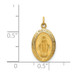 14K Yellow Gold Solid Satin Finish Small Oval Miraculous Medal - (B14-621)