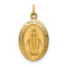 14K Yellow Gold Solid Satin Finish Small Oval Miraculous Medal - (B14-621)