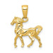 14K Yellow Gold Solid Polished 3-Diamensional Horse Charm - (A83-224)