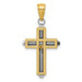 14K Two-tone Gold Cross Pendant - (A85-527)