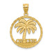 14K Yellow Gold Cancun Under Palm Tree In Round Frame Charm Pendant - (A91-612)