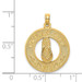 14K Yellow Gold Ocean City, NJ Round Frame With Flip Flops Charm Pendant - (A92-390)