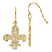 14K Yellow Gold & Rhodium Fleur de lis Shepherd Hook Earrings - (B42-603) 14K Yellow Gold & Rhodium Fleur de lis Shepherd Hook Earrings - (B42-603)