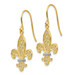 14K Yellow Gold & Rhodium Fleur de lis Shepherd Hook Earrings - (B42-603) 14K Yellow Gold & Rhodium Fleur de lis Shepherd Hook Earrings - (B42-603)