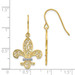 14K Yellow Gold & Rhodium Fleur de lis Shepherd Hook Earrings - (B42-603) 14K Yellow Gold & Rhodium Fleur de lis Shepherd Hook Earrings - (B42-603)