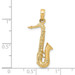 14K Yellow Gold Solid Polished 3-Dimensional Saxophone Charm - (A83-153)
