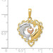 14K Two-tone Gold & Rhodium Dolphins In Heart Pendant - (A85-421)