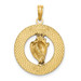 14K Yellow Gold Antigua, WI On Round Frame With Enamel Conch Shell Charm Pendant - (A90-768) 14K Yellow Gold Antigua, WI On Round Frame With Enamel Conch Shell Charm Pendant - (A90-768)