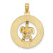 14K Yellow Gold Turks & Caicos On Round Frame With Enamel Turtle Charm Pendant - (A91-602)