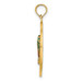 14K Yellow Gold Sarasota Round Frame With Green Double Palm Tree Charm Pendant - (A91-744) 14K Yellow Gold Sarasota Round Frame With Green Double Palm Tree Charm Pendant - (A91-744)