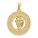 14K Yellow Gold Jamaica On Round Frame With Conch Shell Charm Pendant - (A91-855)