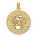 14K Yellow Gold Annapolis, MD Round Frame With Crab Charm Pendant - (A91-890) 14K Yellow Gold Annapolis, MD Round Frame With Crab Charm Pendant - (A91-890)