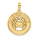 14K Yellow Gold Ocean City On Round Frame With Crab Charm Pendant - (A93-398)