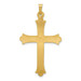 14K Yellow Gold Hollow Fleur De Lis Cross Pendant - (B11-132)