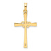 14K Two-tone Gold Textured and Polished Latin Cross with Hearts Pendant - (B11-425) 14K Two-tone Gold Textured and Polished Latin Cross with Hearts Pendant - (B11-425)