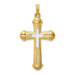 14K Two-Tone Gold Hollow Polished Cross With Center Cross - (B14-793)