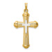 14K Two-Tone Gold Hollow Polished Cross With Center Cross - (B14-793)