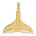 14K Yellow Gold Solid Polished Large Whale Tail Pendant - (A83-316)
