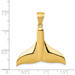 14K Yellow Gold Solid Polished Large Whale Tail Pendant - (A83-316)