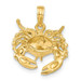 14K Yellow Gold Polished Open-Backed Crab Pendant - (A83-527) 14K Yellow Gold Polished Open-Backed Crab Pendant - (A83-527)