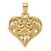 14K Yellow Gold Diamond-cut Open Filgree Fleur-de-lis Heart Pendant - (A84-584) 14K Yellow Gold Diamond-cut Open Filgree Fleur-de-lis Heart Pendant - (A84-584)