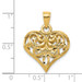 14K Yellow Gold Diamond-cut Open Filgree Fleur-de-lis Heart Pendant - (A84-584) 14K Yellow Gold Diamond-cut Open Filgree Fleur-de-lis Heart Pendant - (A84-584)