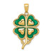 14K Yellow Gold 4-Leaf Clover Pendant with Green Acrylic Tips - (A85-351)